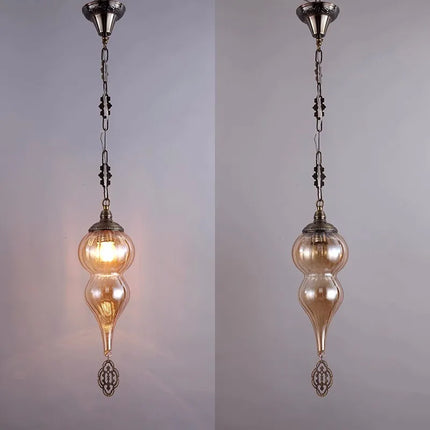 Suspension vintage bohème en verre craquelé fait main — LZ4X9T2