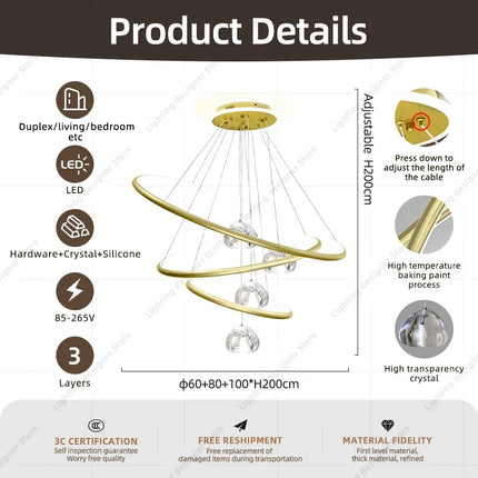 Lustre moderne en cristal avec éclairage LED intégré — LZ4X9T2