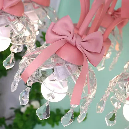 Lustre pour chambre enfant avec nœud rose en cristal — LZ4X9B