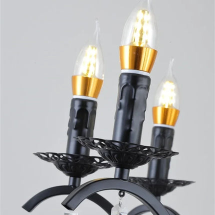 Lustre en fer forgé avec cristaux suspendus pour intérieur raffiné — LZ4X9P2