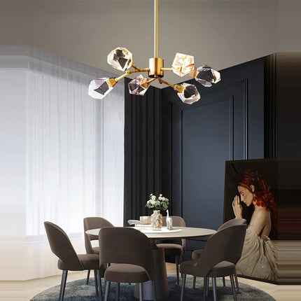 Lustre LED en laiton et cristal doré pour décoration intérieure — LZ4G7M2