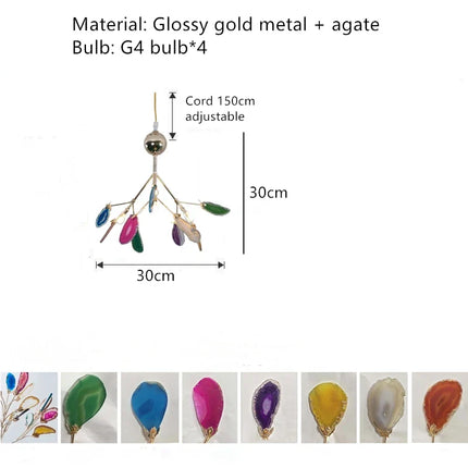 Lustre en agate naturelle avec éclairage LED coloré pour intérieur — LZ4X9P2