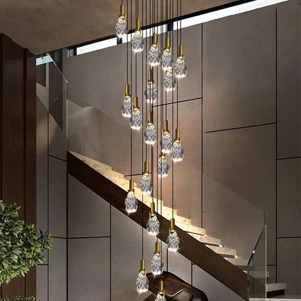 Lustre créatif en cristal pour duplex et escalier en colimaçon — LZ4X9P2