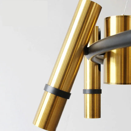 Lustre en métal doré avec anneau noir réglable pour suspension — LZ4X9J