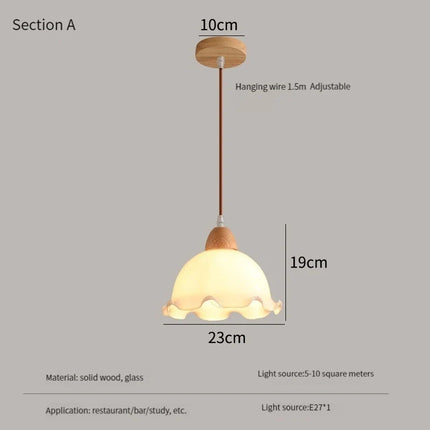 Lustre suspendu moderne en bois et verre style nordique LED — LZ4X9Q