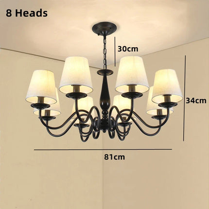 lustre en fer noir avec abat-jour pour intérieur élégant