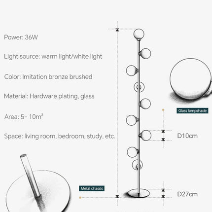 Lampadaire boule en verre style nordique pour intérieur — LZ4X9T2