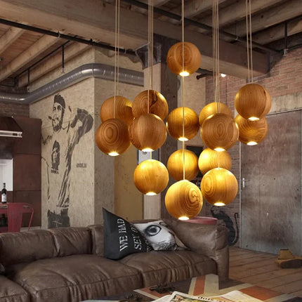 Suspension LED moderne en bois avec multiples têtes GZMJ — LZ4X9T