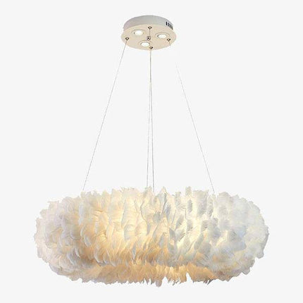 Lustre rond à LED avec plumes colorées design — LZ4P7X