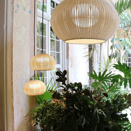 Plafonnier rotin style wabi sabi pour décoration moderne et élégante — LZ4D7Q1