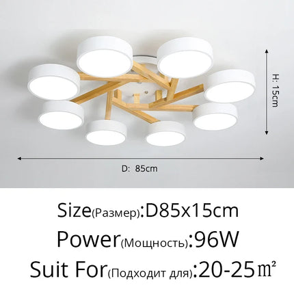 Lustre LED suspension style nordique en bois massif — LZ4X9P