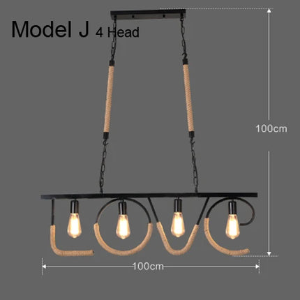 Suspension industrielle rustique avec corde pour intérieur — LZ7D4X