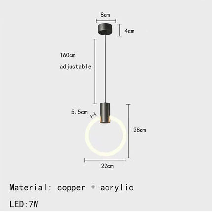 Applique murale LED moderne en laiton avec anneau acrylique et 3 couleurs dimmables — LZ4X9T