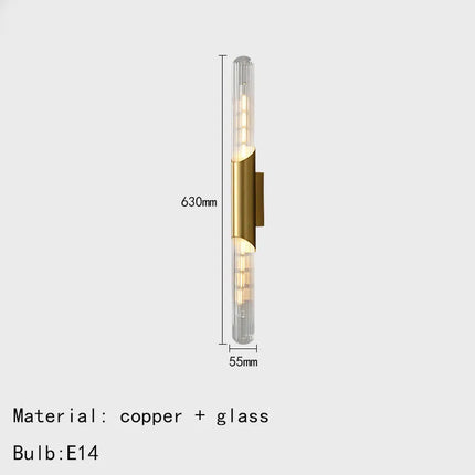 Applique murale minimaliste en laiton avec verre transparent — LZ4X9TQ
