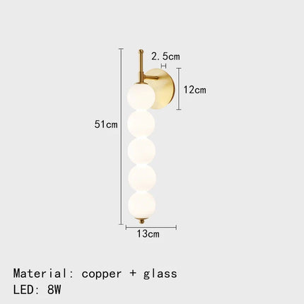 Applique murale design avec boules en verre blanc — LZ4D9X2
