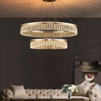 Lustre moderne créatif anneau de luxe en cristal Sandyha — LZ4P9XJ