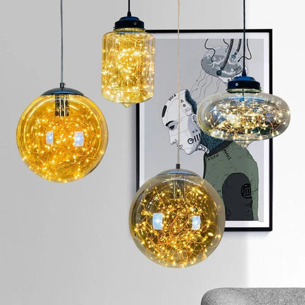 Lustre suspension en verre étoilé pour décoration moderne — LZ4X9P2