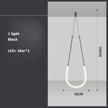 Lustre Art déco en métal noir avec éclairage LED intégré — LZ4X9P