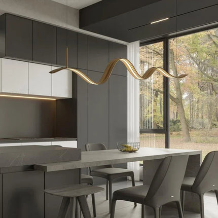 Lustre LED en cuivre au design ondulé moderne — LZ4T9XQ