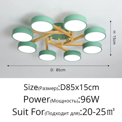 Lustre LED suspension style nordique en bois massif — LZ4X9P