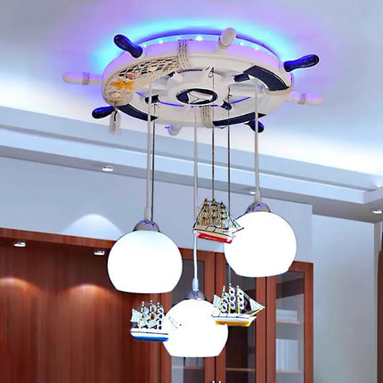 Lustre suspension gouvernail méditerranéen avec rétroéclairage RGB pour enfants — LZ4X9P