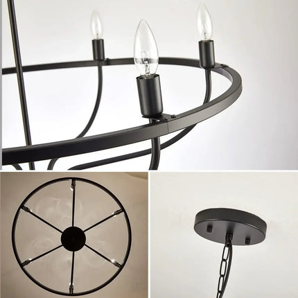 Lustre suspension LED industriel anneau lumineux rétro — LZ4N7Q2