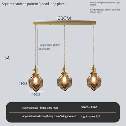 Lustre vintage Edison avec abat-jour en verre cristal pour bar loft — LZ4X9T2