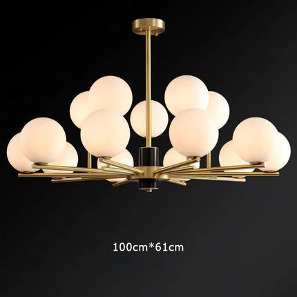 Suspension luxe en cuivre doré avec globes en verre blanc — LZ4X9P2
