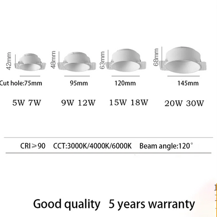 Spot LED COB encastrable dimmable haut de gamme pour intérieur résidentiel — LZ4X9P