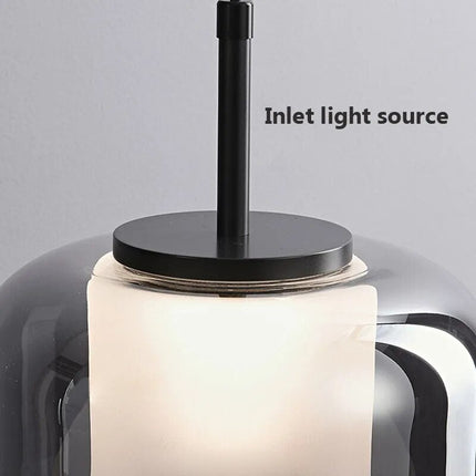 Suspension LED à trois têtes en verre gris fumé moderne — LZ4X9P
