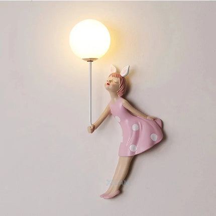 Applique murale pour enfants forme lune avec abat-jour en résine — LZ4X9P2