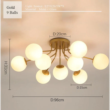 Suspension lustre LED boule de verre pour éclairage direct — LZ4X9P