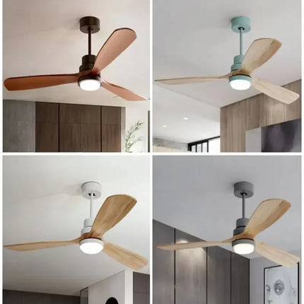 Plafonnier rétro en bois avec ventilateur et éclairage LED intégré — LZ4P9X