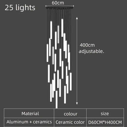 Lustre LED tube long spirale au design minimaliste moderne 2023 — LZ4X9M