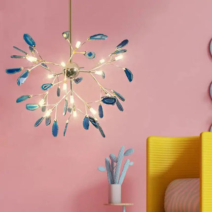 Lustre en agate naturelle avec éclairage LED coloré pour intérieur — LZ4X9P2