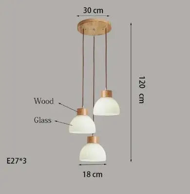 Suspension en verre blanc style japonais avec bois pour salon et salle à manger — LZ4X9T1