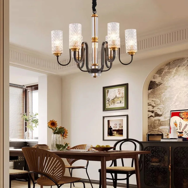 Lustre suspension rétro industriel en fer et verre à LED — LZ4X9M
