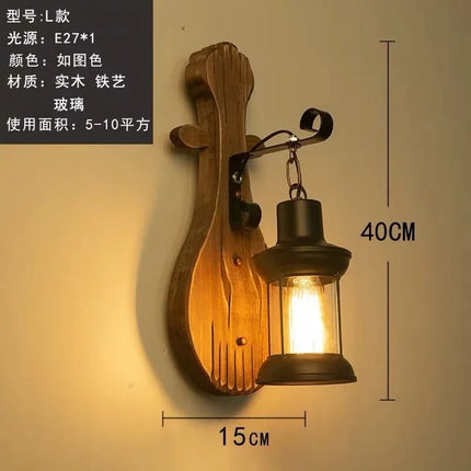 Applique murale LED au style industriel rétro en bois — LZ4X9P2
