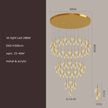 Lustre LED moderne en acrylique pour escaliers en colimaçon — LZ4X9P2