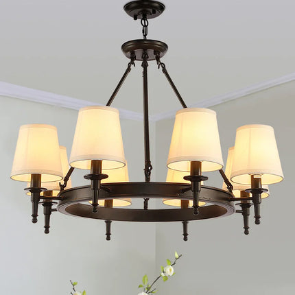 Plafonnier LED abat-jour tissu cuivre style américain minimaliste — LZ4X9J