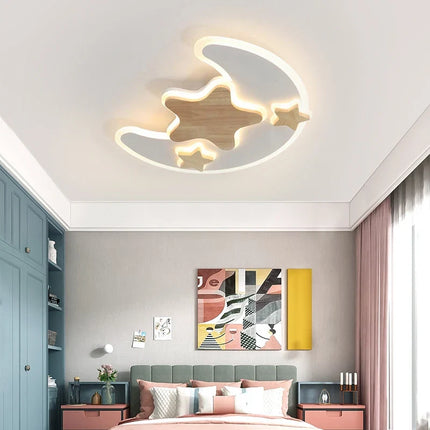 Plafonnier LED enfant avec motifs étoiles et lune, luminosité réglable — LZ4X9M