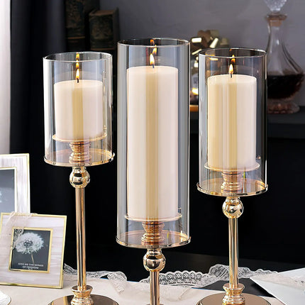 Lot de 3 abat-jours en verre transparent pour bougies décoratives — LZ4X9P