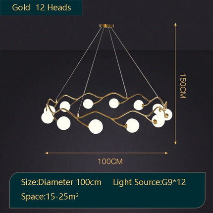 Lustre royal de luxe doré avec boule en verre LED — LZ4P9XQ