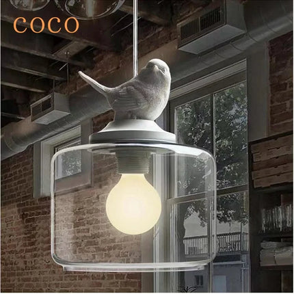 Suspension LED design oiseau en verre moderne — LZ4X9T