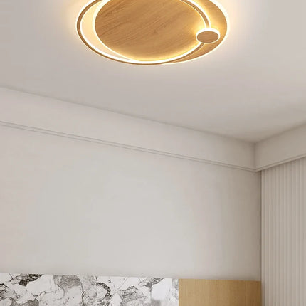 Lustre circulaire en bois avec éclairage intelligent — LZ4X9P2