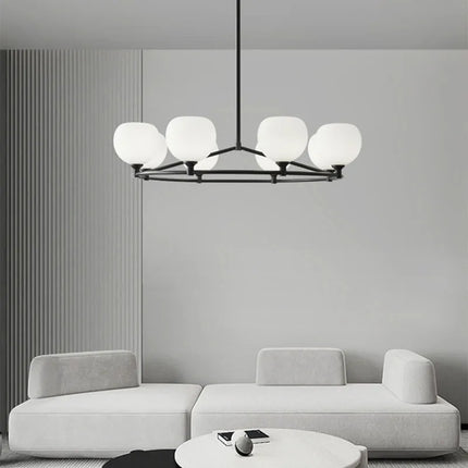 Lustre moderne en cuivre noir avec ampoule en verre blanc — LZ4X9P