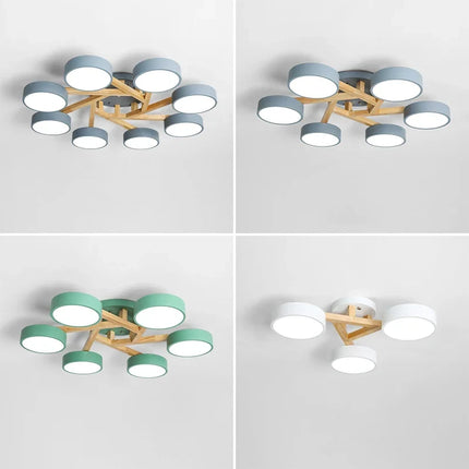 Lustre LED suspension style nordique en bois massif — LZ4X9P