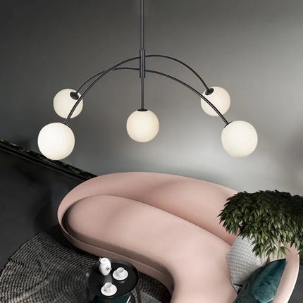 Lustre suspension moderne en verre laiteux pour intérieur élégant — LZ4X9T