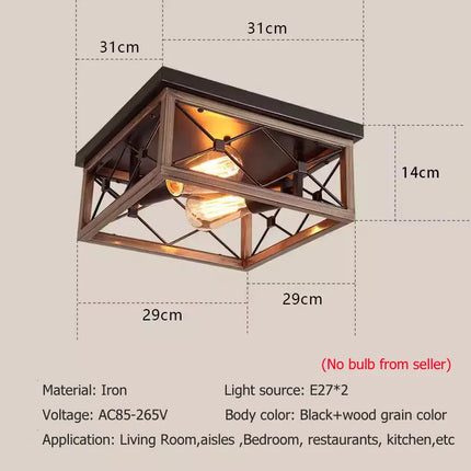 Plafonnier carré style rétro américain décoratif — LZ4X9B2