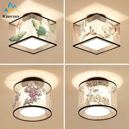 Plafonnier LED moderne motif lotus et oiseau pour hôtel et KTV — LZ4X9T